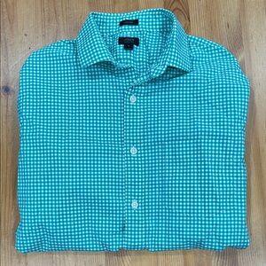 J. Crew Ludlow green gingham dress shirt